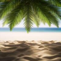 Palme Baum auf das Strand. Grün Palme Bäume auf sandig Strand im Sommer. ai generiert foto