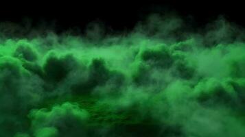 Rauch Hintergrund. Grün Smog oder Nebel Spreads auf Boden. ai generiert foto