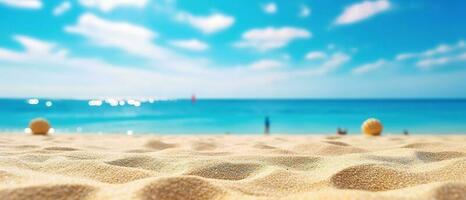 Sand Strand und Himmel. abstrakt verwischen defokussiert Hintergrund. ai generiert foto