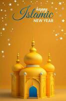 Moschee Kuppel glücklich islamisch Neu Jahr. Vektor Illustration glücklich Neu Hijri Jahr 1442. Grafik Design zum das Dekoration von Geschenk Zertifikate, Banner und Flyer, sozial Medien post.muhrram foto