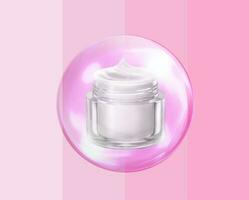 kosmetisch Container Sahne und Riese Seife Luftblasen im 3d Illustration foto