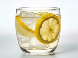 löschen Ihre Durst - - ein Nahansicht von ein Limonade Glas auf ein heiß Tag - - ai generiert foto