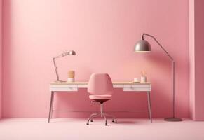 das Büro - - bequem Rosa Büro - - minimalistisch - - ai generiert - - generativ ai foto