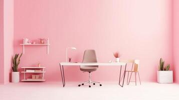 das Büro - - bequem Rosa Büro - - minimalistisch - - ai generiert - - generativ ai foto