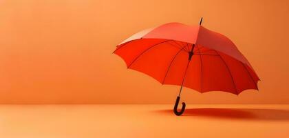 Orange öffnen Regenschirm mit dunkel Rippen und handhaben. ai generiert foto