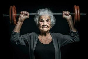 generativ ai Illustration von alt Frau tun Sport Übung, Studio Schuss, Pastell- Farbe foto