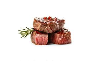 Rindfleisch Steak Mittel gegrillt isoliert auf Weiß Hintergrund. ai generiert foto