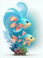 multi farbig Fisch Schwimmen im das Ozean das Universum foto