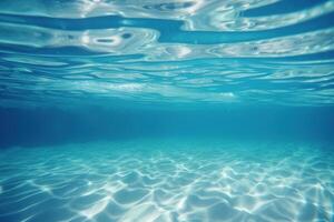 Blau und Oberfläche unter Wasser Hintergrund. ai generiert foto