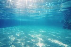 Blau und Oberfläche unter Wasser Hintergrund. ai generiert foto