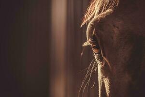 tief Pferd Auge detailliert Nahansicht foto