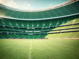 Fußball Stadion mit Grün Feld. generativ ai foto