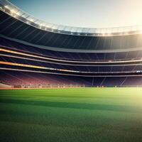 Fußball Stadion mit Grün Feld. generativ ai foto