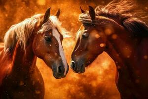 zwei braun Pferde foto