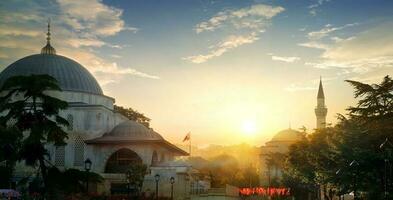 Moschee bei Sonnenuntergang foto