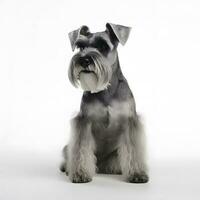 Miniatur Schnauzer Rasse Hund isoliert auf ein hell Weiß Hintergrund foto
