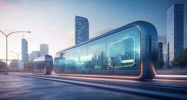 ai generativ. futuristisch Stadt, Plakatwand foto