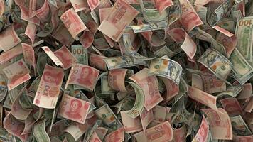 voll Bildschirm Geld Währung Hintergrund Finanzen Illustration USD Yuan. foto