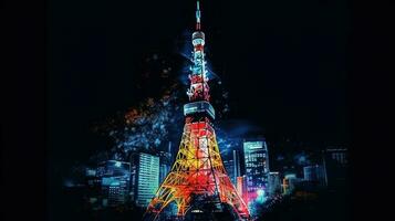 Tokyo Turm, hell Farbe. generativ ai foto