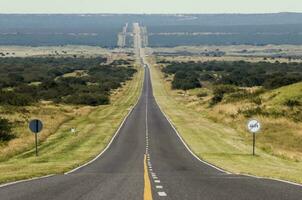 Route Kreuzung das Pampas Landschaft, Argentinien foto