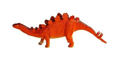 klein Spielzeug Dinosaurier, estegosaurio, isoliert auf leer Hintergrund. foto