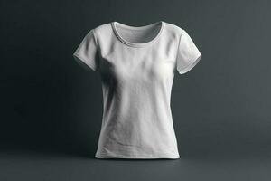 vielseitig und praktisch, 3d leeren Weiß T-Shirt Attrappe, Lehrmodell, Simulation zum irgendein Entwurf, 3d machen ai generiert foto