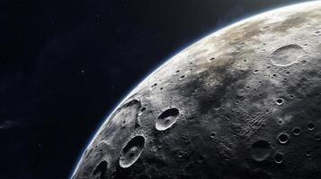 Panorama- Aussicht von das Mond aus im das Raum. generativ ai. foto