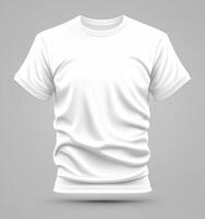 Mittel Schuss, Overhead Sicht, ein leer Weiß T-Shirt generativ ai foto