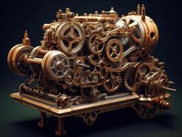 Steampunk Mechanismus mit Getriebe und Zahnräder auf ein dunkel Hintergrund foto