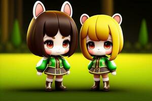 Kemono Mädchen Chibi Karikatur Charakter Design foto