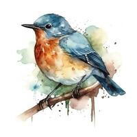 Aquarell Illustration von ein Vogel. einfach, Wald, süß Vogel, Spatz. zum Erstellen Poster, Aufkleber, Postkarten, Drucke, Sublimationen. ai generiert foto