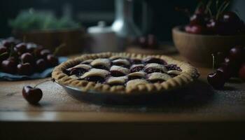 hausgemacht Süss Kuchen, frisch Beere Frucht, Gourmet gebacken Gebäck, rustikal Küche generiert durch ai foto