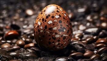 organisch Schokolade Geschenk, entdeckt Ei, rustikal Dekoration, immer noch Leben Tradition generiert durch ai foto