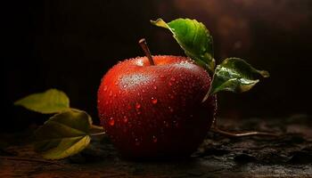 Frische und Natur kombinieren im diese organisch, nass, und saftig Apfel generiert durch ai foto