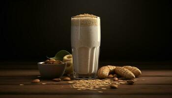 organisch Milchshake mit dunkel Schokolade und Mandeln generiert durch ai foto