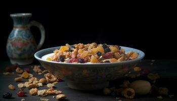 organisch Granola Schüssel mit frisch Beere Variation generiert durch ai foto