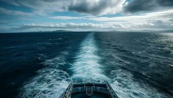 Yacht Segeln auf das Horizont Über Wasser generiert durch ai foto