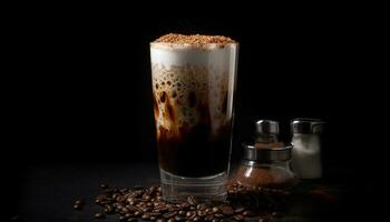 frisch gebraut Kaffee im ein schaumig Becher generiert durch ai foto