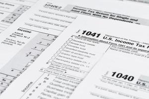 Formular 1041 US-Einkommensteuererklärung für Nachlässe und Trusts. Steuerformulare der Vereinigten Staaten. amerikanische leere steuerformulare. Steuerzeit.