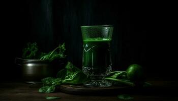 organisch Gemüse Cocktail auf rustikal hölzern Tabelle generiert durch ai foto