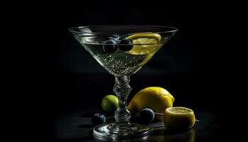 frisch Obst Martini im ein transparent Glas generiert durch ai foto