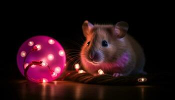 flauschige Ratte feiert Weihnachten mit süß Dekoration generiert durch ai foto
