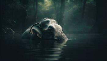 groß Säugetier Gehen im nass tropisch Wald generiert durch ai foto