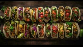 gegrillt Steak Taco mit frisch Guacamole Salat generiert durch ai foto
