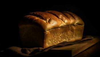 ein rustikal Laib von ganze Weizen Brot generiert durch ai foto
