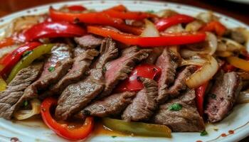 saftig Lendenstück Steak gegrillt zu Perfektion, bereit zu Essen generiert durch ai foto