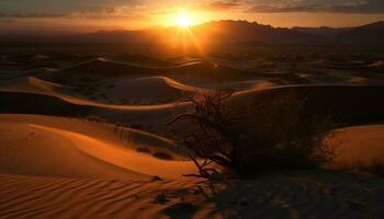 Sonnenaufgang Über majestätisch Sand Dünen im Afrika generiert durch ai foto