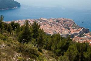 Aussicht von Dubrovnik Stadt von montieren srd Gehen Weg foto