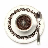 saftig köstlich Kaffee Lügen auf schön Platte, ai generiert foto