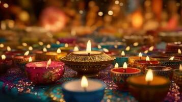 Diwali Lampen ein Symbol von Freude Tradition und das Geist von Feier ai generiert foto
